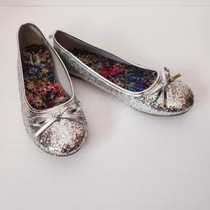 Girls silver glitter ballet flats